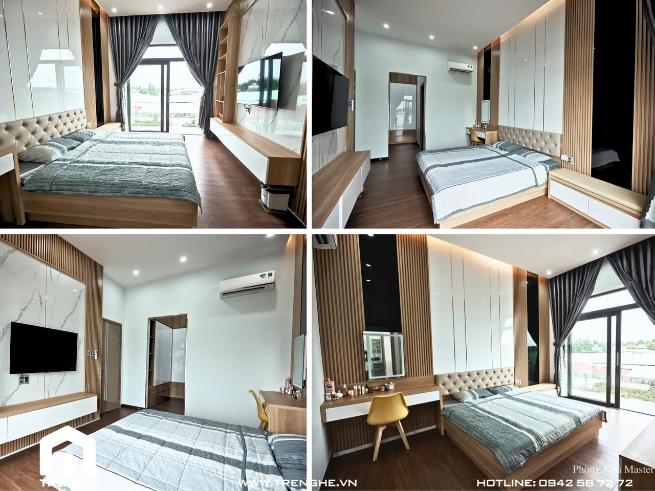 Hoàn thiện nội thất phòng ngủ Master biệt thự Hòa Long 302m2 phong cách Hiện đại Modern