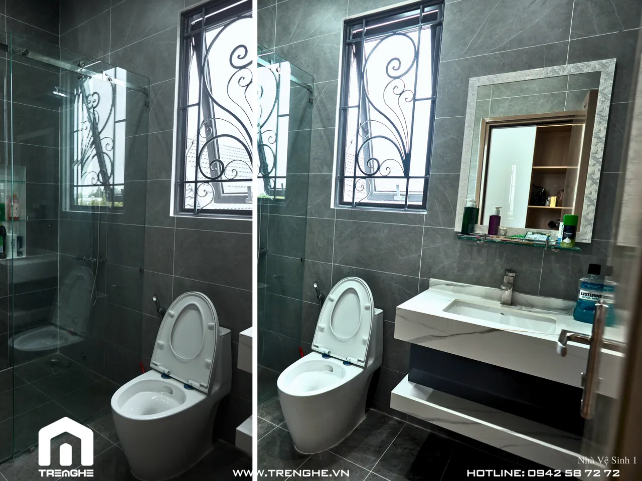 Hoàn thiện nội thất phòng tắm, nhà vệ sinh biệt thự Hòa Long 302m2 phong cách Hiện đại Modern