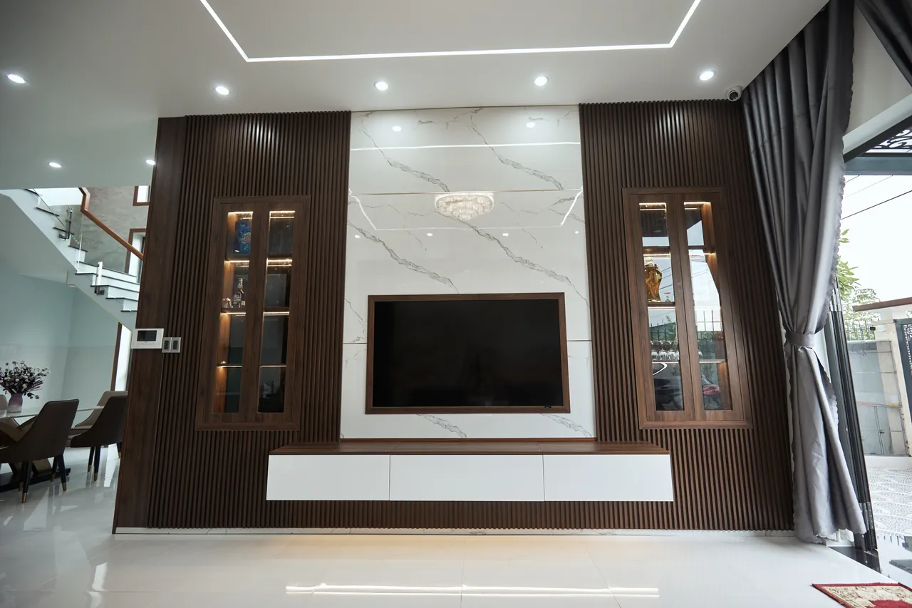 Hoàn thiện nội thất phòng khách biệt thự Hòa Long 302m2 phong cách Hiện đại Modern