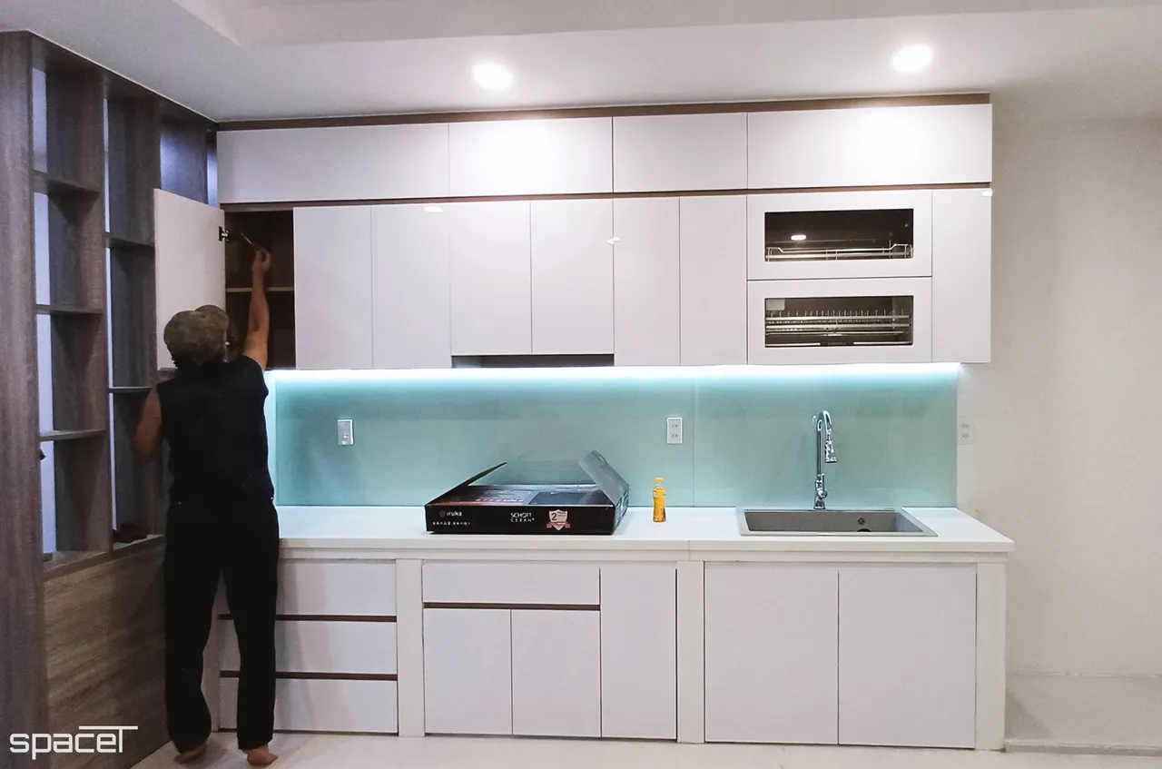 Hoàn thiện Hệ tủ bếp Nhà Quận 12 phong cách Hiện đại Modern