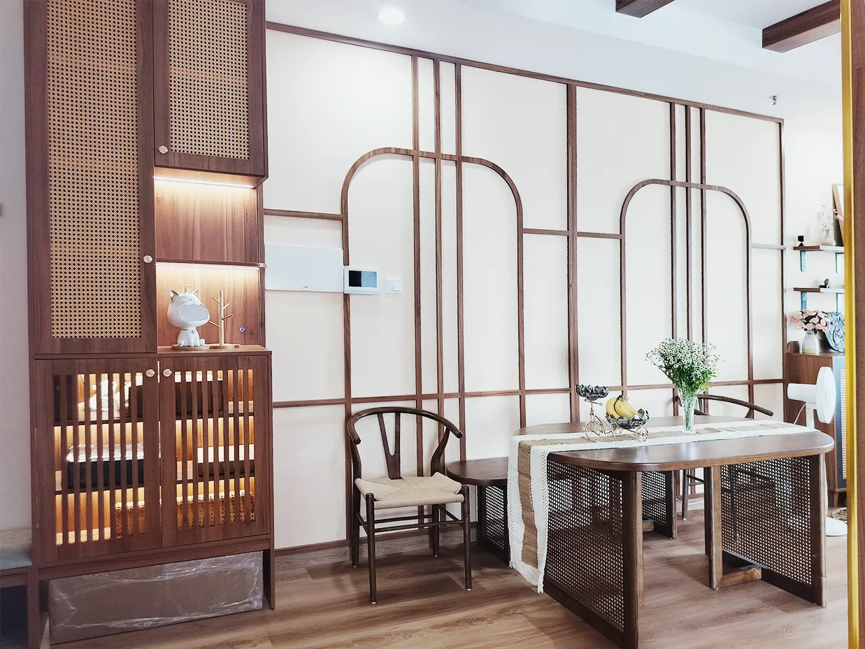 Hoàn thiện nội thất phòng ăn Căn hộ Opal Boulevard Dĩ An phong cách Japandi