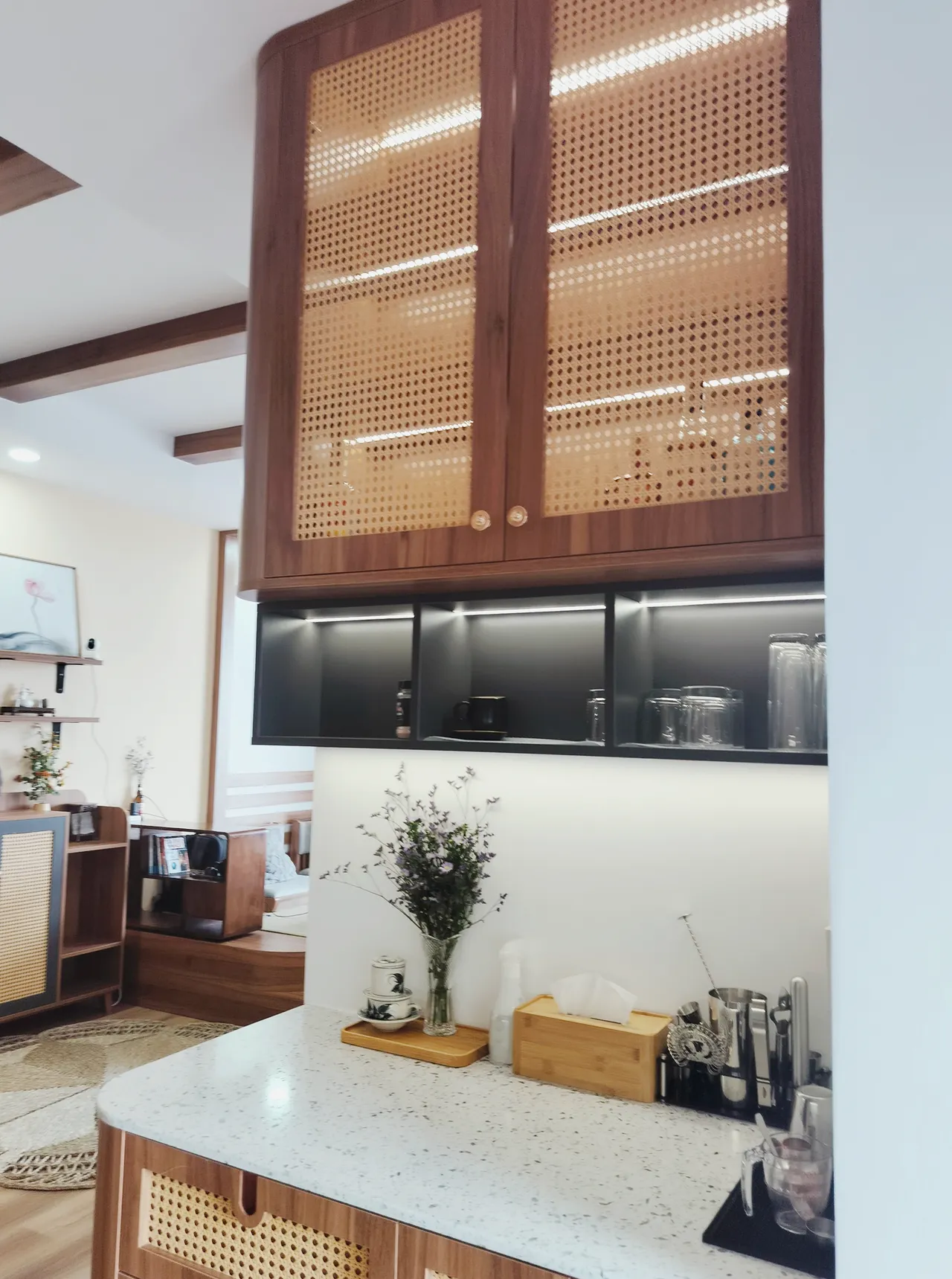 Hoàn thiện nội thất nhà bếp Căn hộ Opal Boulevard Dĩ An phong cách Japandi