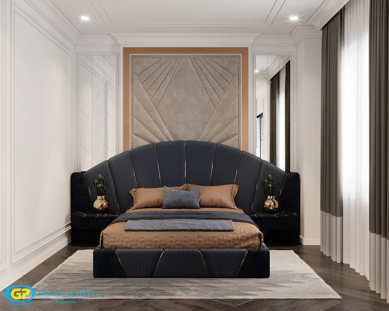 Concept nội thất phòng ngủ Nhà phố Tây Ninh phong cách tân cổ điển Neo Classic