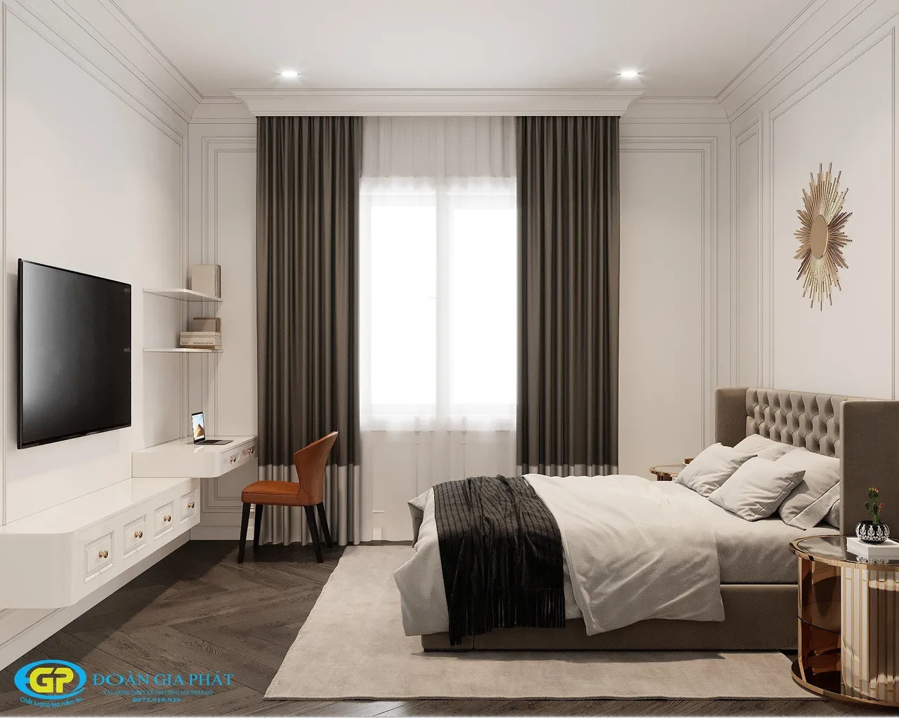 Concept nội thất phòng ngủ Nhà phố Tây Ninh phong cách tân cổ điển Neo Classic