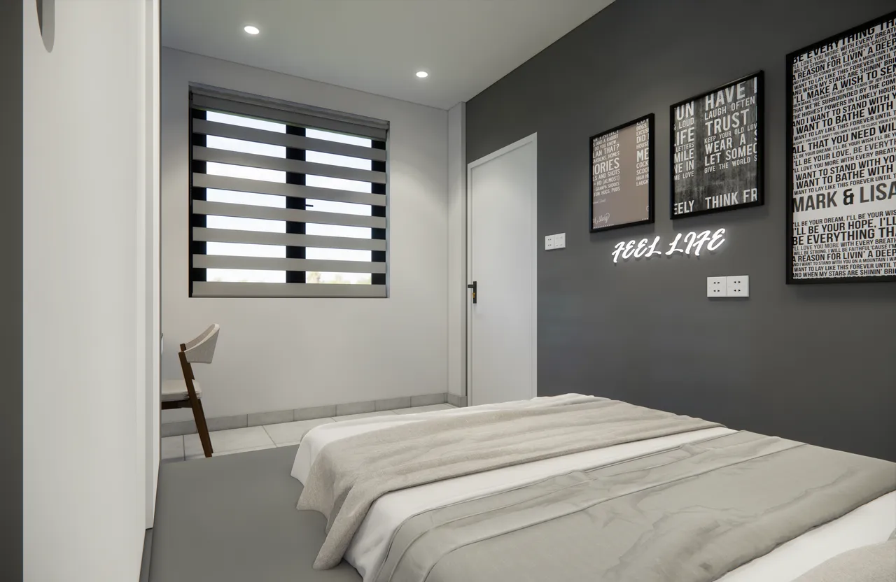 Concept nội thất phòng ngủ Nhà phố Tây Ninh phong cách tối giản Minimalist