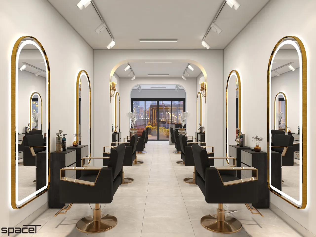 Concept nội thất Hair Salon 102m2 Quận 7 phong cách tân cổ điển Neo Classic