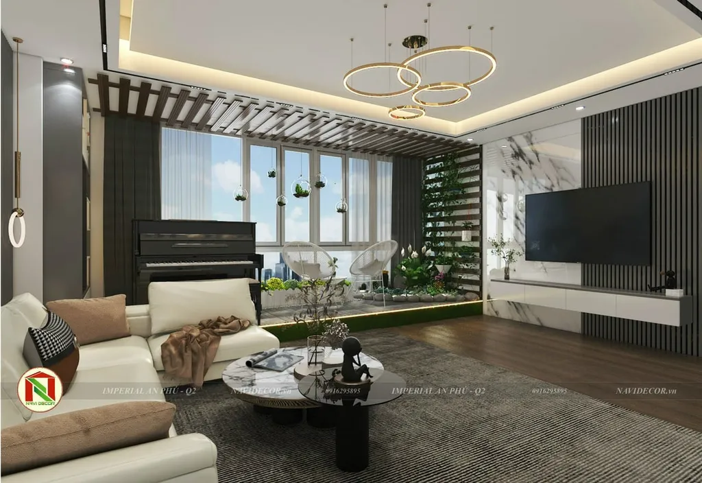 Concept nội thất phòng khách Căn hộ Imperia An Phú phong cách hiện đại Modern