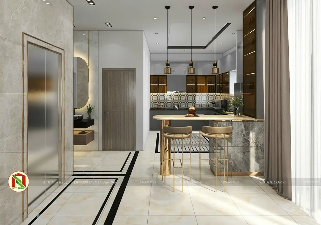 Concept nội thất quầy bar nhà bếp Nhà phố Quận Tân Bình phong cách hiện đại Modern