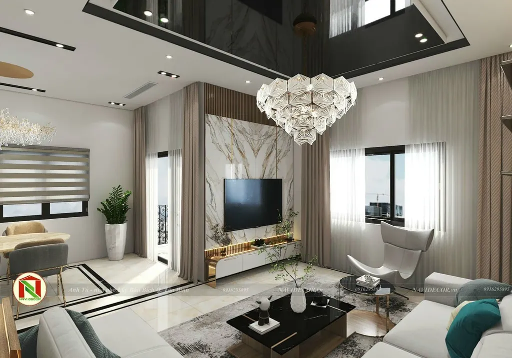Concept nội thất phòng khách Nhà phố Quận Tân Bình phong cách hiện đại Modern