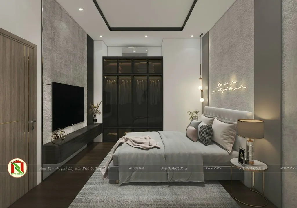 Concept nội thất phòng ngủ master Nhà phố Quận Tân Bình phong cách hiện đại Modern