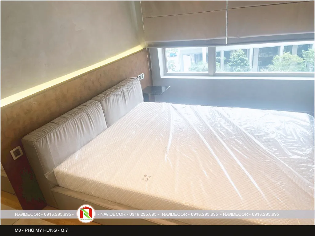 Hoàn thiện nội thất phòng ngủ Căn hộ chung cư Phú Mỹ Hưng phong cách hiện đại Modern