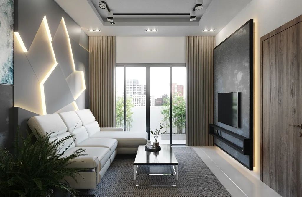 Concept nội thất phòng khách Căn hộ Opal Thủ Đức phong cách hiện đại Modern