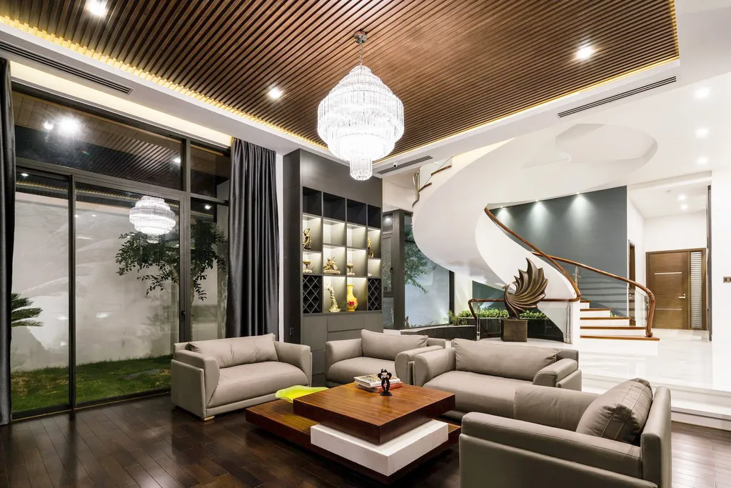 Hoàn thiện nội thất phòng khách Biệt thự sân vườn Củ Chi mang phong cách Modern (Hiện đại)