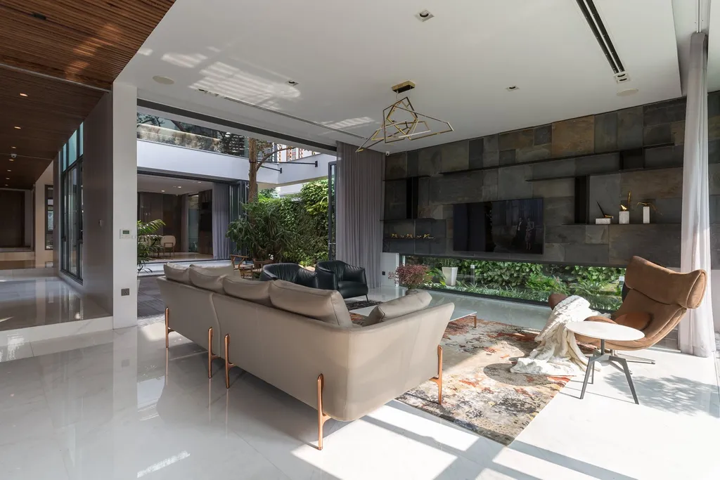 Hoàn thiện nội thất phòng khách Nhà sân vườn Lái Thiêu Bình Dương mang phong cách Modern Hiện đại