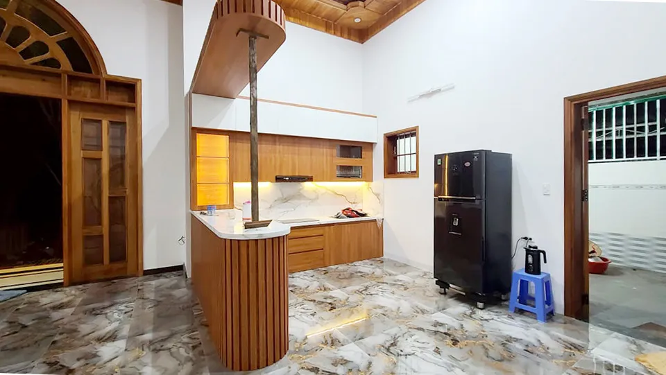 Hoàn thiện nội thất phòng bếp Nhà phố Đức Linh Bình Thuận phong cách Modern hiện đại