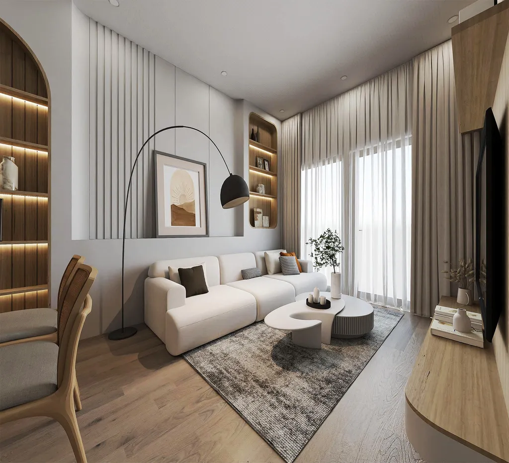 Concept nội thất phòng khách Căn hộ phong cách Scandinavian Bắc Âu