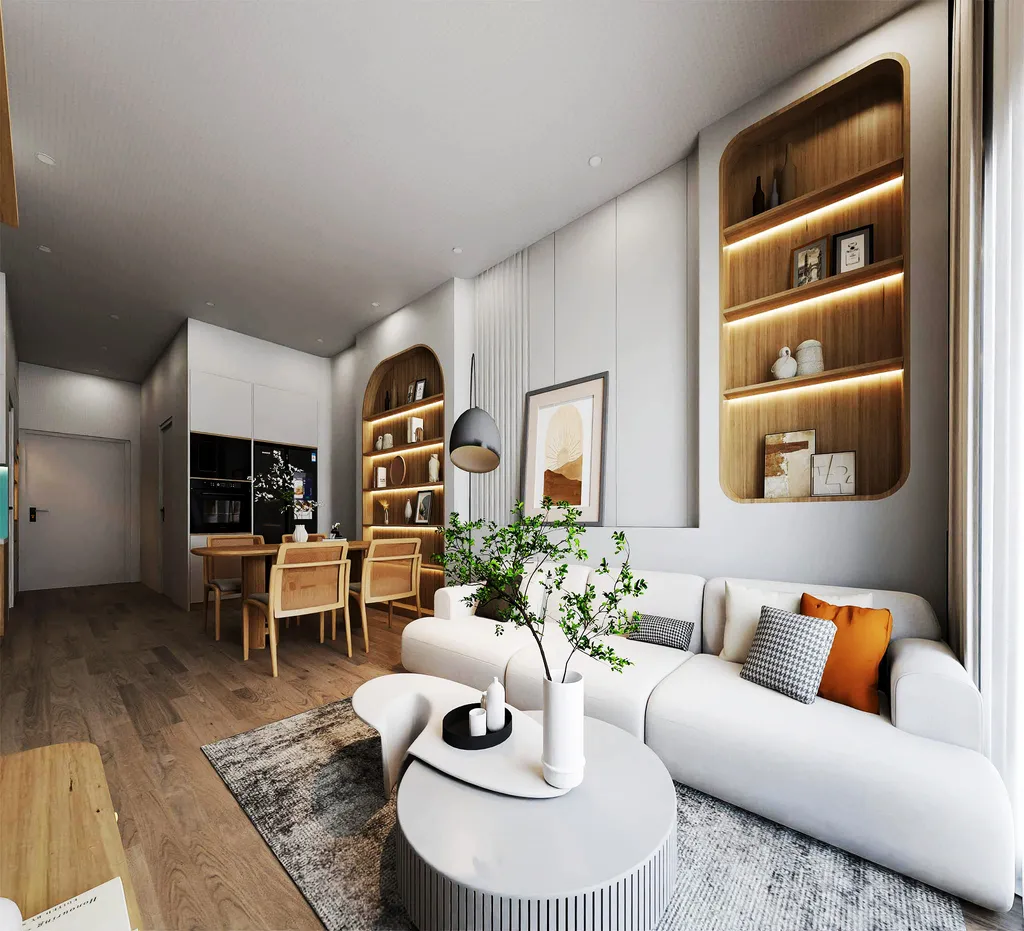 Concept nội thất phòng khách Căn hộ phong cách Scandinavian Bắc Âu