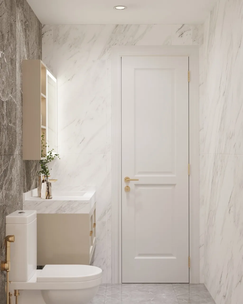 Concept nội thất phòng tắm Nhà phố Tân Hòa, Dĩ An phong cách Neo Classic Tân cổ điển