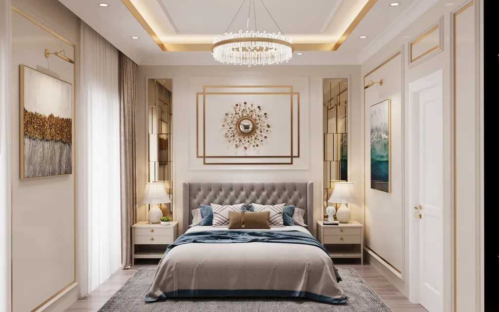 Concept nội thất phòng ngủ Nhà phố Tân Hòa, Dĩ An phong cách Neo Classic Tân cổ điển