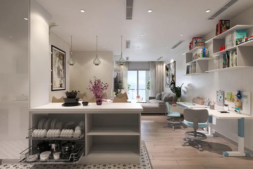 Concept nội thất phòng bếp Căn hộ The Symphony, Phú Mỹ Hưng Midtown phong cách Minimalist tối giản