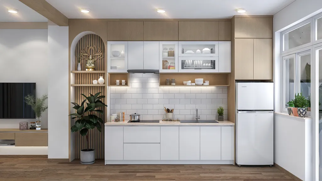 Concept nội thất nhà bếp Nhà tại KDC Hương Lộ 5 Bình Tân mang phong cách Scandinavian Bắc Âu