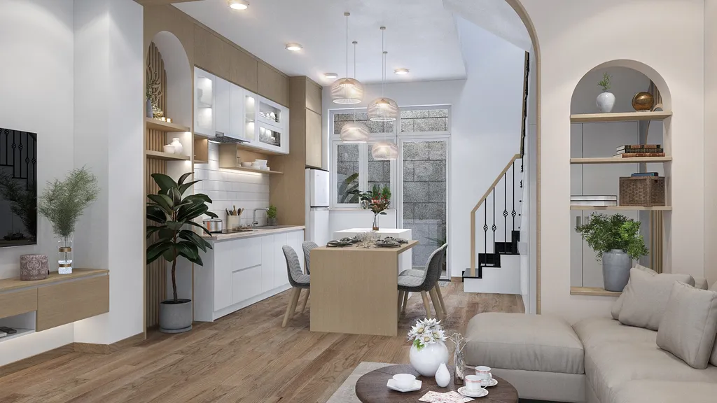 Concept nội thất phòng ăn Nhà tại KDC Hương Lộ 5 Bình Tân mang phong cách Scandinavian Bắc Âu