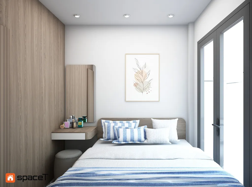 Concept nội thất 3D phòng ngủ Nhà phố Phú Nhuận mang phong cách Scandinavian Bắc Âu