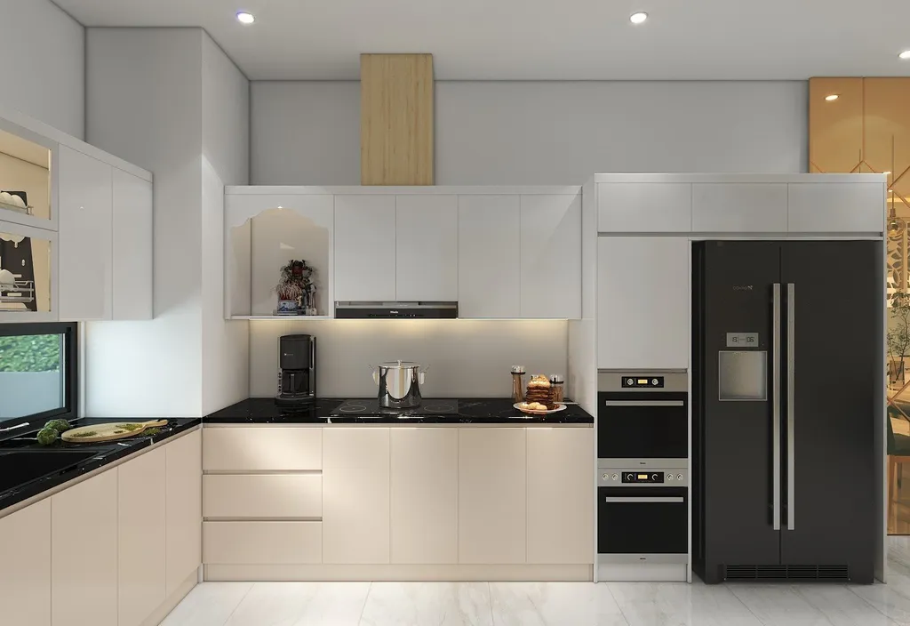 Concept nội thất 3D phòng bếp Nhà phố Vĩnh Viễn Quận 10 mang phong cách Modern hiện đại
