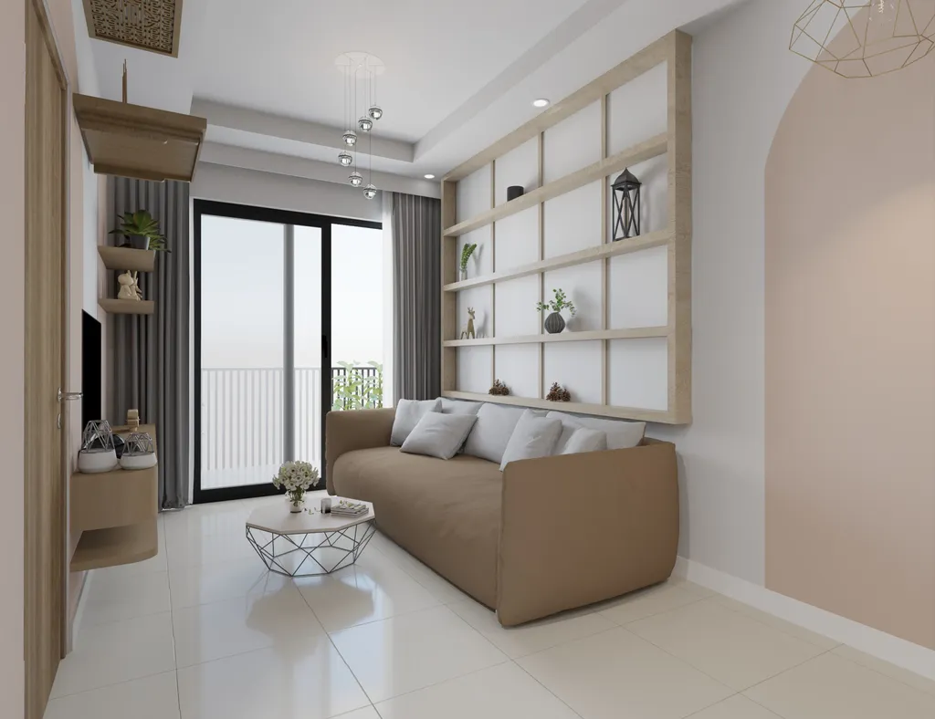 Concept nội thất 3D phòng khách Căn hộ Chung cư River Sài Gòn mang phong cách Scandinavian Bắc Âu
