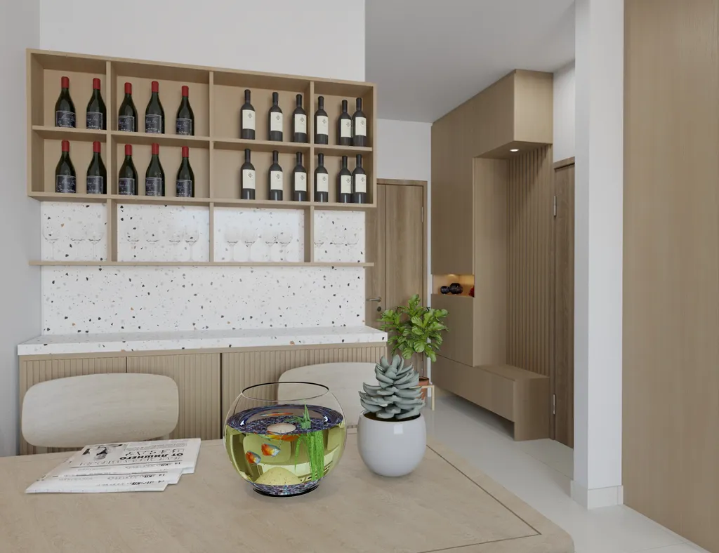 Concept nội thất 3D phòng ăn Căn hộ Chung cư River Sài Gòn mang phong cách Scandinavian Bắc Âu