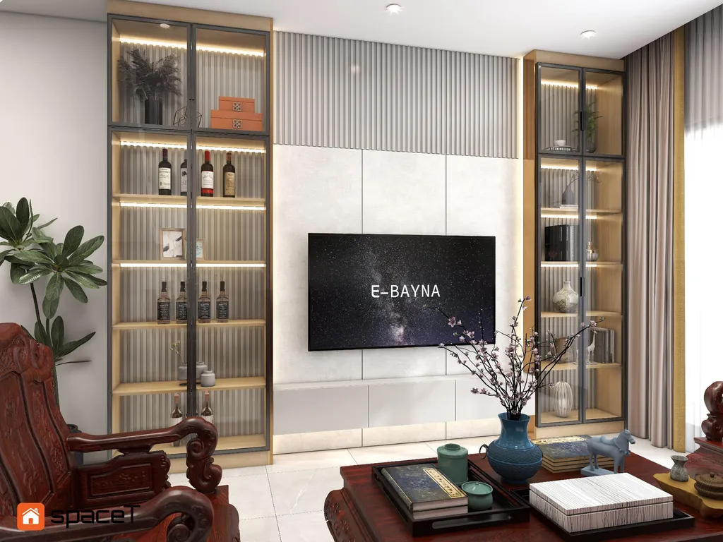 Concept nội thất 3D phòng khách Nhà phố Cần Giờ mang phong cách Modern hiện đại