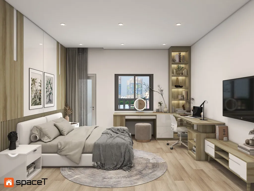 Concept nội thất 3D phòng ngủ Nhà phố Quận 1 mang phong cách Scandinavian Bắc Âu