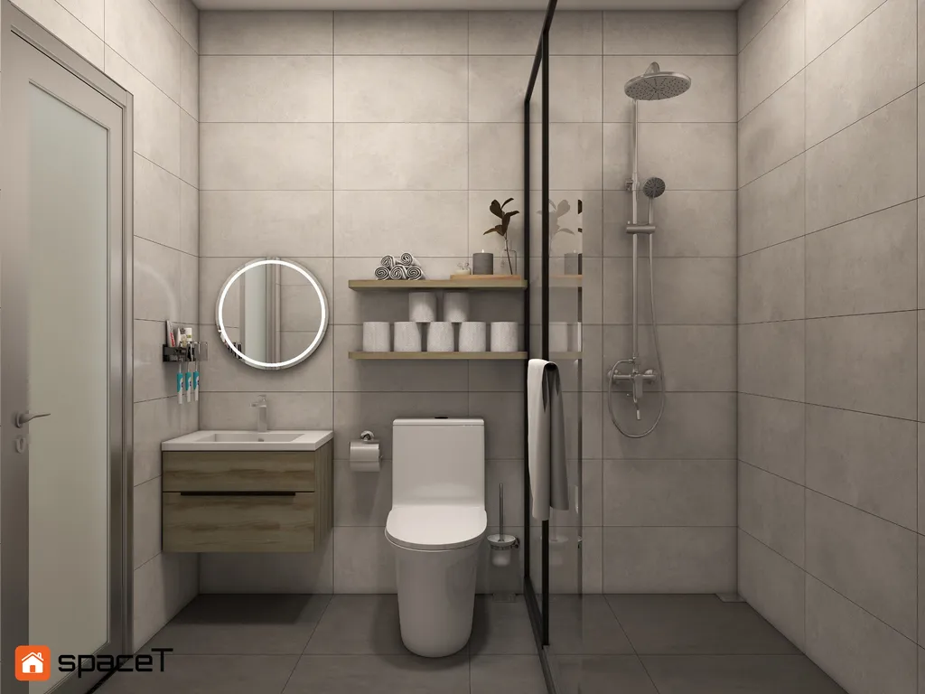 Concept nội thất 3D phòng tắm, nhà vệ sinh Nhà phố Quận 1 mang phong cách Scandinavian Bắc Âu