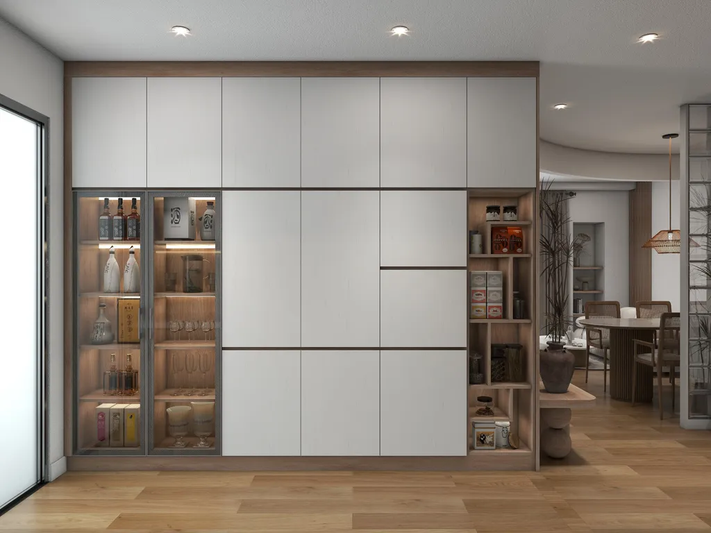 Concept nội thất 3D phòng bếp Căn hộ chung cư Bình Thạnh 75m2 mang phong cách Japandi