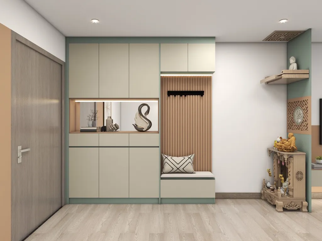 Concept nội thất 3D lối vào Căn hộ chung cư Tân Hương 70m2 mang phong cách Color Block