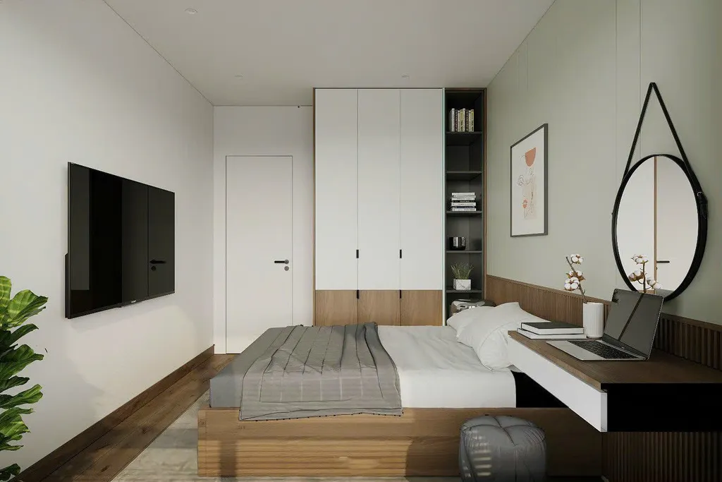 Concept nội thất 3D phòng ngủ Căn hộ chung cư Quận 4 80m2 mang phong cách Modern hiện đại