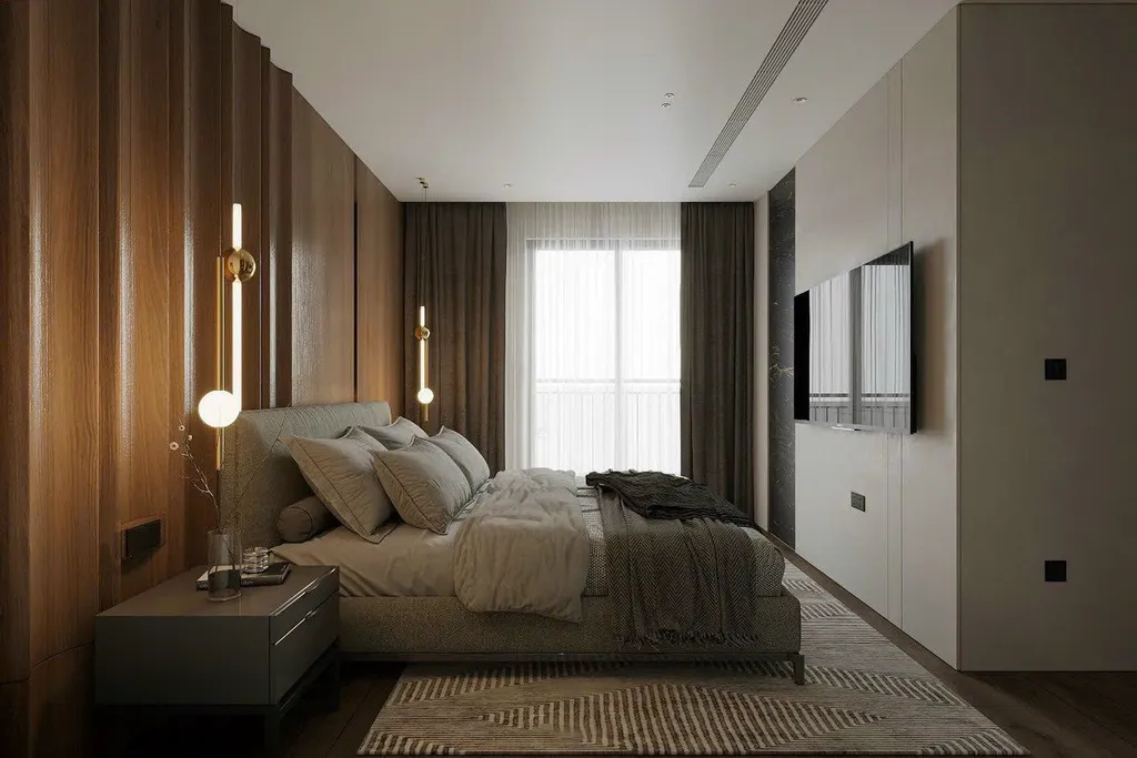 Concept nội thất 3D phòng ngủ Căn hộ chung cư Quận 4 80m2 mang phong cách Modern hiện đại