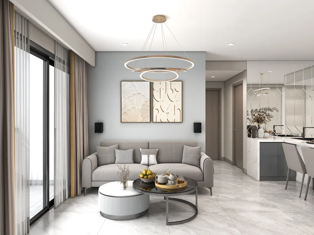 Concept nội thất 3D phòng khách Căn hộ chung cư Phú Mỹ Hưng Quận 7 mang phong cách Modern hiện đại