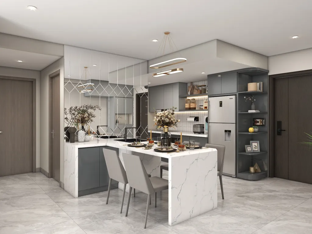 Concept nội thất 3D phòng ăn Căn hộ chung cư Phú Mỹ Hưng Quận 7 mang phong cách Modern hiện đại
