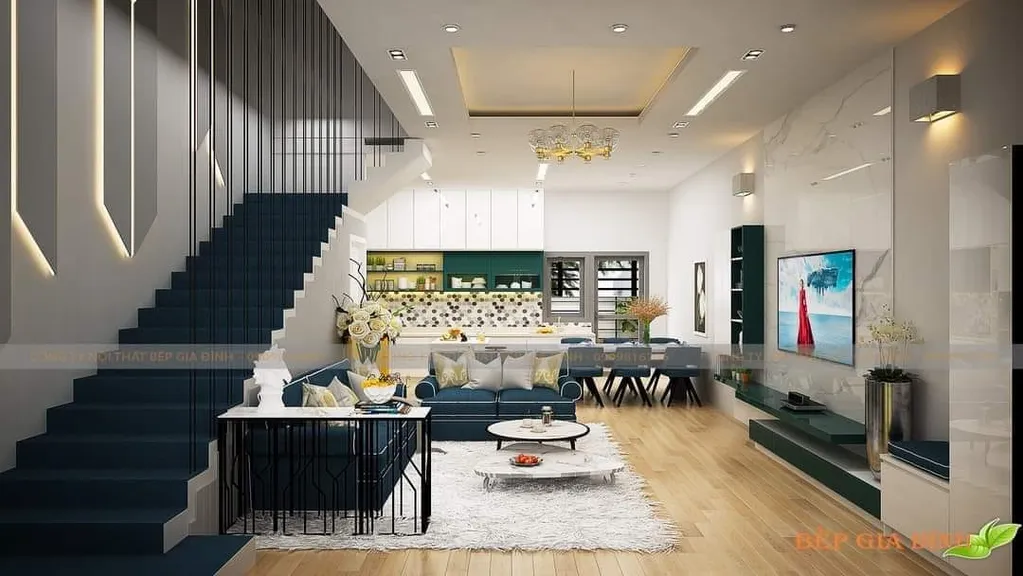 Concept nội thất 3D phòng khách Nhà phố mang phong cách Modern hiện đại