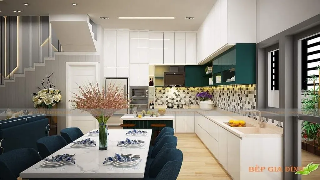 Concept nội thất 3D phòng bếp Nhà phố mang phong cách Modern hiện đại