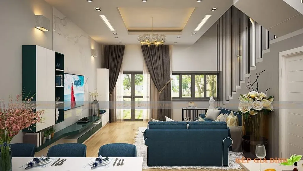Concept nội thất 3D phòng khách Nhà phố mang phong cách Modern hiện đại