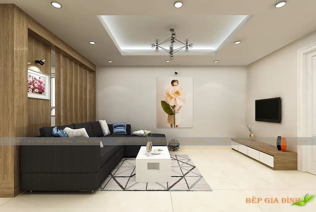 Concept nội thất 3D phòng khách Nhà phố chị Giàu mang phong cách Modern hiện đại
