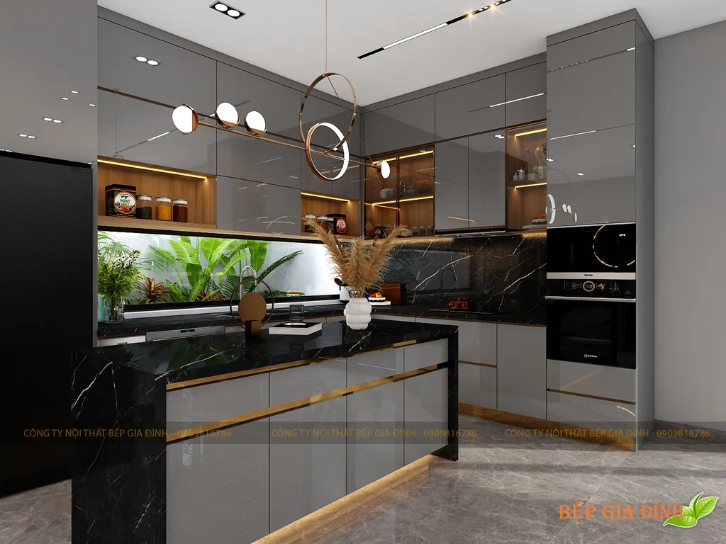 Concept nội thất 3D phòng bếp Nhà phố Cát Lái mang phong cách Modern hiện đại