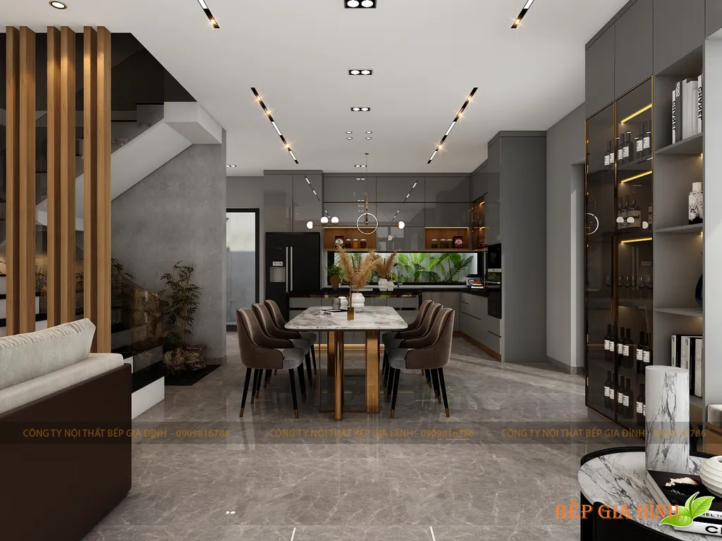 Concept nội thất 3D phòng ăn Nhà phố Cát Lái mang phong cách Modern hiện đại