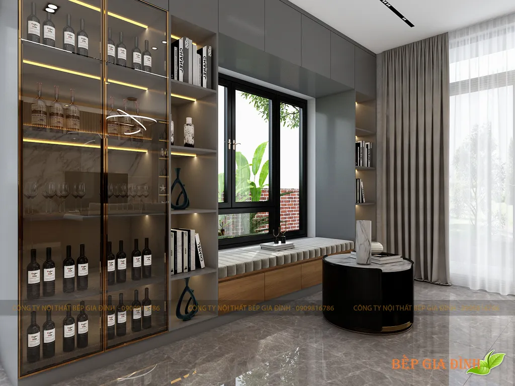 Concept nội thất 3D khu vực thư giãn Nhà phố Cát Lái mang phong cách Modern hiện đại