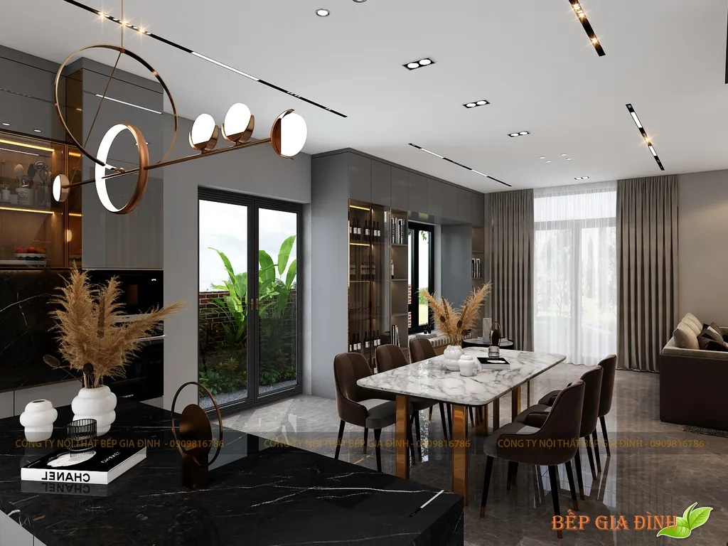 Concept nội thất 3D phòng ăn Nhà phố Cát Lái mang phong cách Modern hiện đại