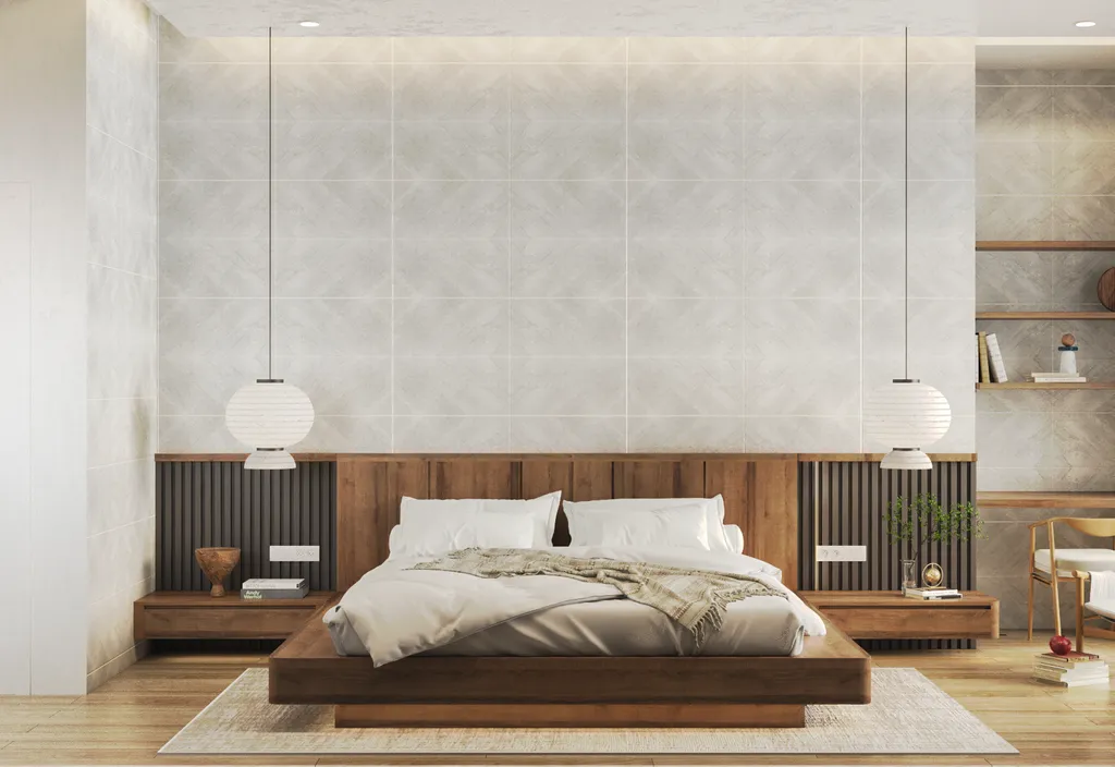 Concept nội thất 3D phòng ngủ Nhà phố Mũi Né mang phong cách Japandi