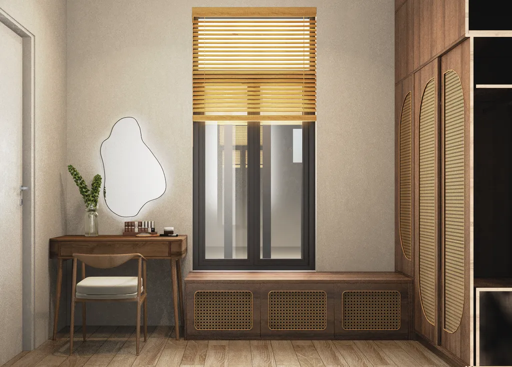 Concept nội thất 3D phòng thay đồ Nhà phố Mũi Né mang phong cách Japandi