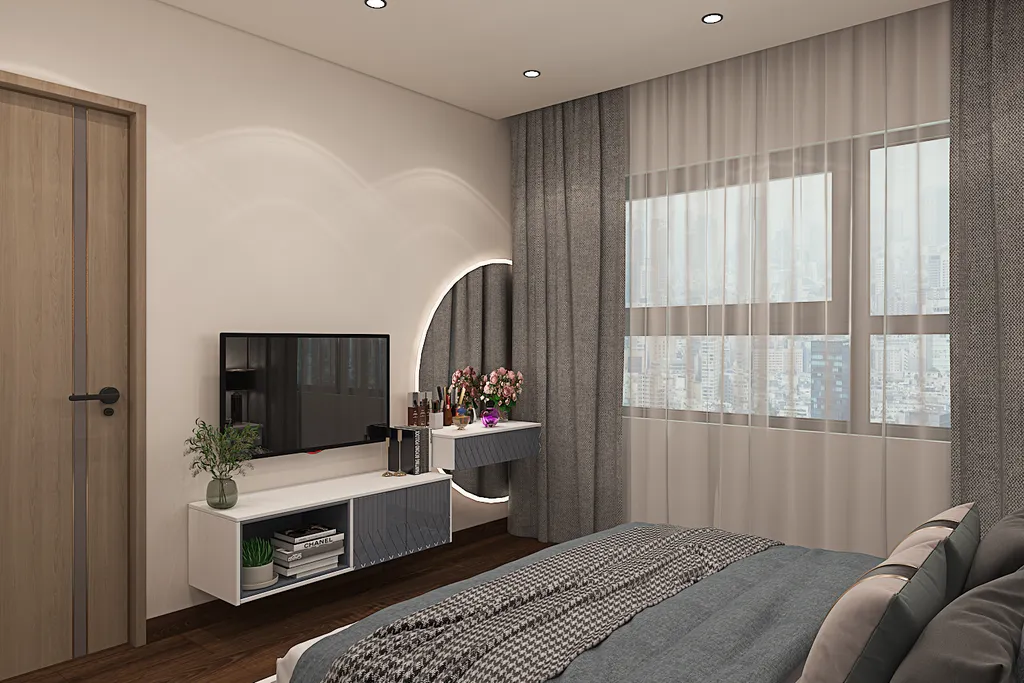 Thiết kế nội thất 3D cho phòng ngủ Master Căn hộ Vinhome Grand Park theo phong cách Modern